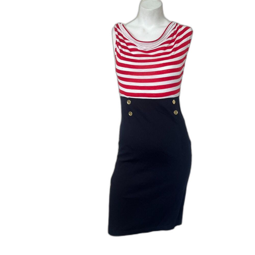 Nautical-themed Sleeveless Wiggle Dress by Rock Steady